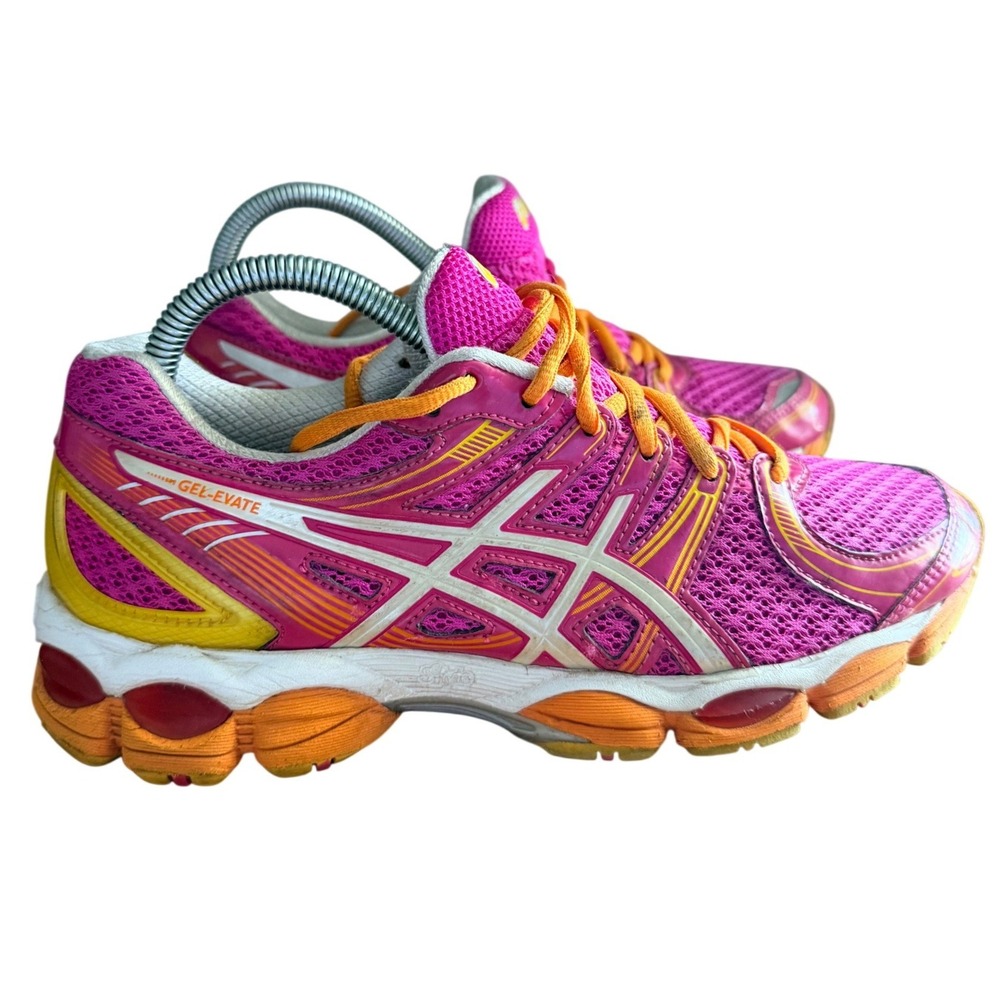 Asics Running Shoes Womens 8 Gel-Evate Pink Orange Yellow T3D8N EUC
